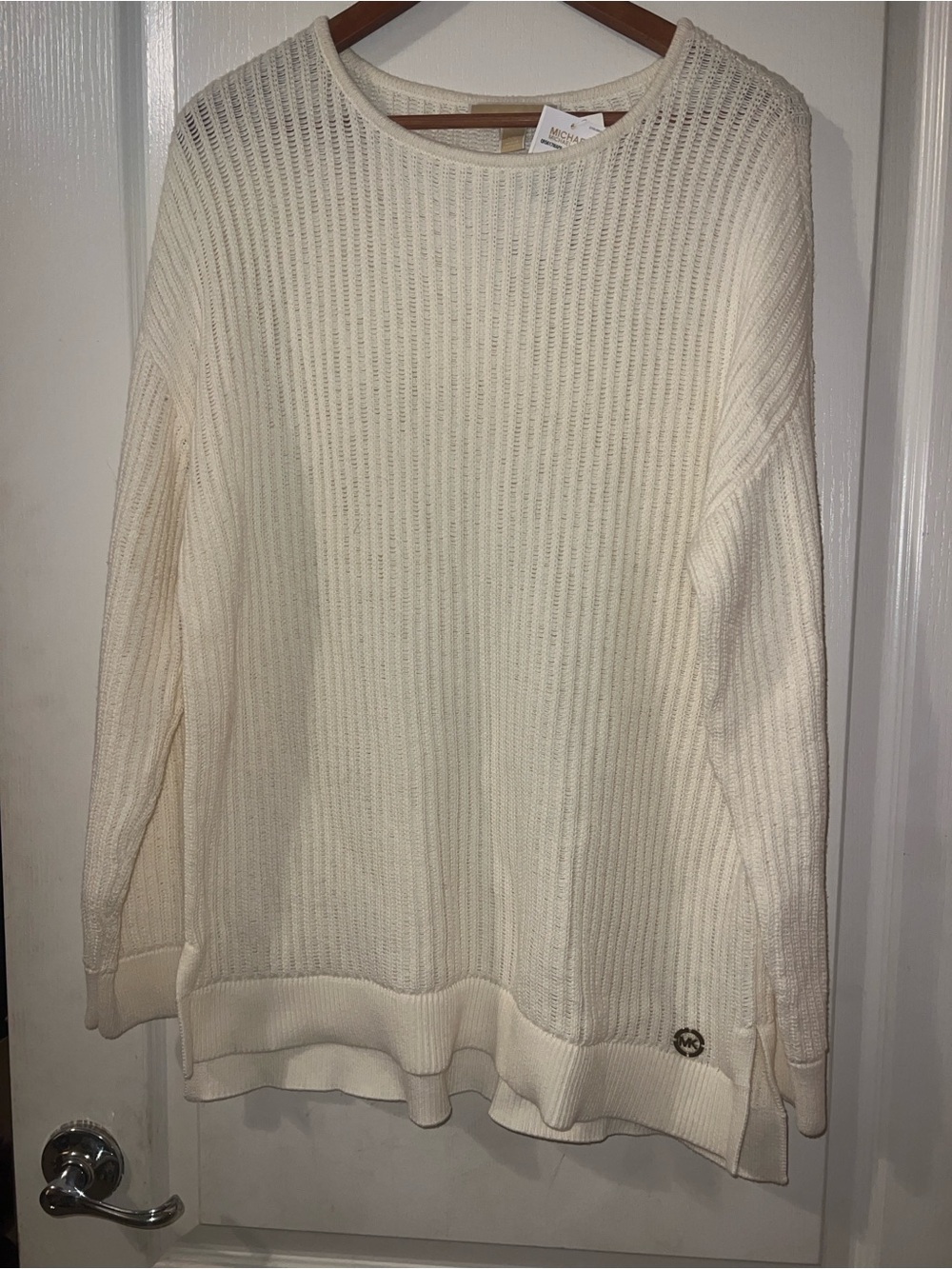 Michael Kors Ivory Ribbed Crewneck Sweater